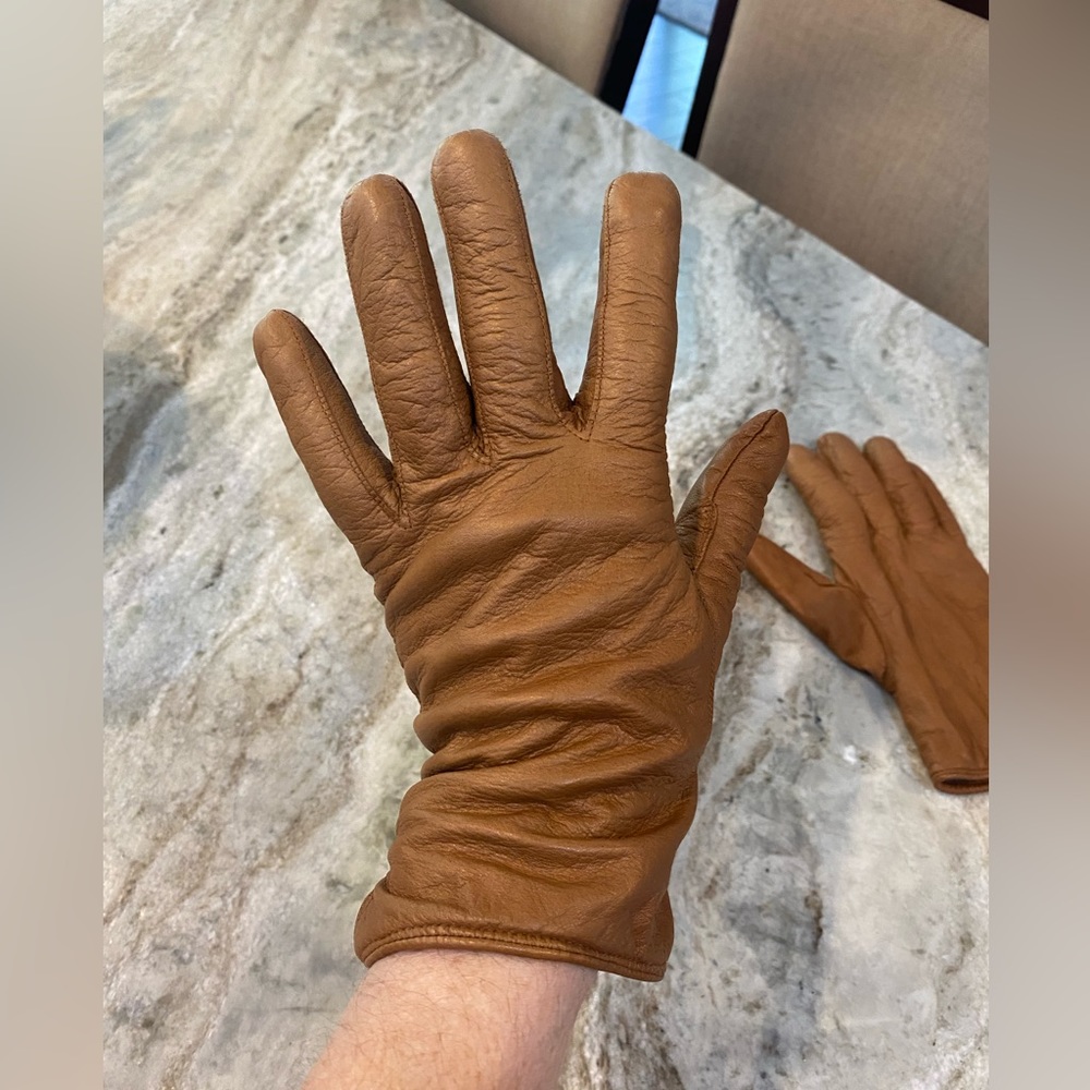 Coach leather cashmere gloves sz 8 brown